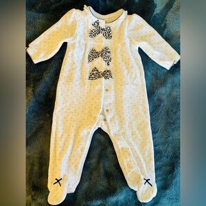 Little me, white and black warm material long sleeve bodysuit size 9M